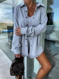 Casual Three-Piece Holidays Loose Pocket Women's Tank Shirt Shorts Set