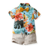 Summer short-sleeved floral shirt boys shorts Casual two-piece children's clothing multi-color beach clothing
