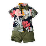 Summer short-sleeved floral shirt boys shorts Casual two-piece children's clothing multi-color beach clothing