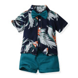 Summer short-sleeved floral shirt boys shorts Casual two-piece children's clothing multi-color beach clothing