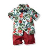 Summer short-sleeved floral shirt boys shorts Casual two-piece children's clothing multi-color beach clothing