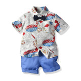 Summer short-sleeved floral shirt boys shorts Casual two-piece children's clothing multi-color beach clothing