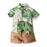 Children's clothing beach multi-color floral shirt boy shorts two-piece set