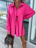 Casual Three-Piece Holidays Loose Pocket Women's Tank Shirt Shorts Set