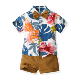 Summer short-sleeved floral shirt boys shorts Casual two-piece children's clothing multi-color beach clothing