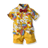 Summer short-sleeved floral shirt boys shorts Casual two-piece children's clothing multi-color beach clothing