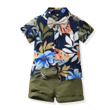 Summer short-sleeved floral shirt boys shorts Casual two-piece children's clothing multi-color beach clothing
