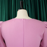 Retro Round Neck Chic Puff Sleeve Slim Waist A-Line Swing Party Dress