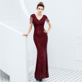 Plus Size Women Sequined Formal Party Maxi Evening Dress