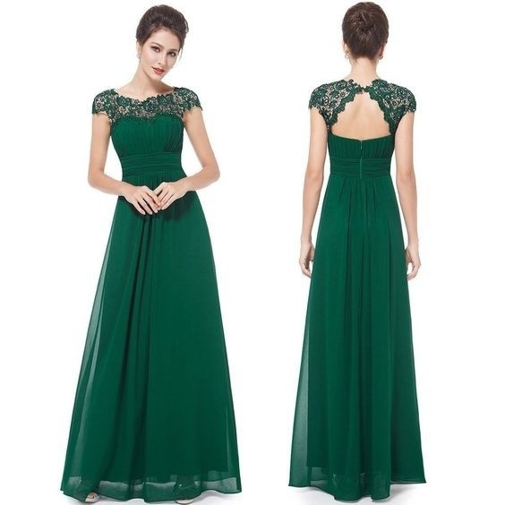 Women Elegant Short Sleeve Lace Bridesmaid Evening Dress(Processing time need 3-6 days)