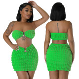Women Sexy Bandeau Top and Skirt Two-Piece Set
