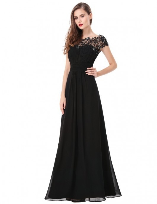 Women Elegant Short Sleeve Lace Bridesmaid Evening Dress(Processing time need 3-6 days)