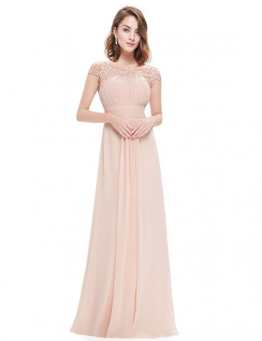 Women Elegant Short Sleeve Lace Bridesmaid Evening Dress(Processing time need 3-6 days)