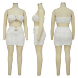 Women Sexy Bandeau Top and Skirt Two-Piece Set