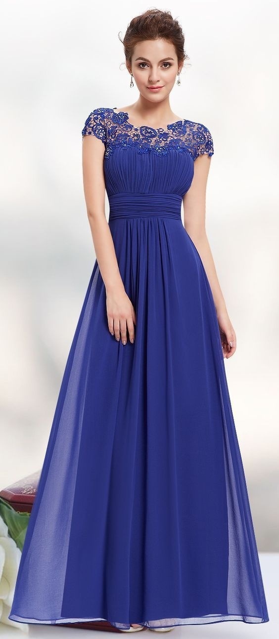 Women Elegant Short Sleeve Lace Bridesmaid Evening Dress(Processing time need 3-6 days)