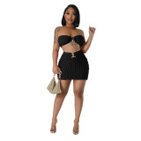 Women Sexy Bandeau Top and Skirt Two-Piece Set