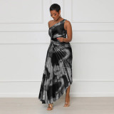Women Slash Shoulder Sleeveless Pleated Maxi Dress