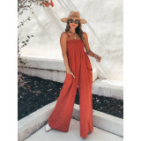 Women Sexy Camisole Loose Casual Holidays Wide Leg Jumpsuit