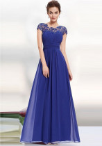 Women Elegant Short Sleeve Lace Bridesmaid Evening Dress（Processing time need 3-6 days）