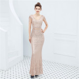 Plus Size Women Sequined Formal Party Maxi Evening Dress