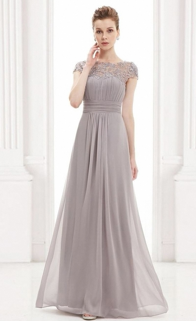 Women Elegant Short Sleeve Lace Bridesmaid Evening Dress(Processing time need 3-6 days)