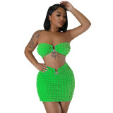 Women Sexy Bandeau Top and Skirt Two-Piece Set