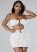 Women Sexy Bandeau Top and Skirt Two-Piece Set
