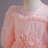 Princess Dress Children's Long Sleeve Tutu Skirt Birthday Party Show Long Dress
