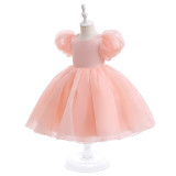 Children's princess dress with puff sleeves one-year-old dress tutu dress girl children's dress