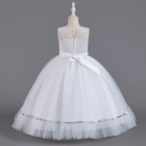 Girls Trendy Evening Dress Birthday Princess Dress Long Mesh Sequin Stage Catwalk Piano Costume