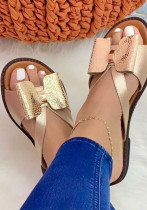 Spring Summer Style Flat Colorblock Bow Women's Sandals and Slippers Plus Size Women's Shoes