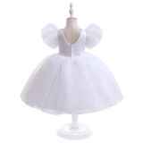 Children's princess dress with puff sleeves one-year-old dress tutu dress girl children's dress