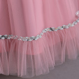 Girls Trendy Evening Dress Birthday Princess Dress Long Mesh Sequin Stage Catwalk Piano Costume