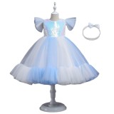 Children's dress skirt sequined flower girl catwalk wedding dress performance clothing girls mesh fluffy princess dress