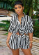 Women's Summer Fashion Stripe Print Set Loose Blouse Two Piece Set