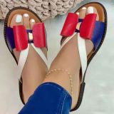 Spring Summer Style Flat Colorblock Bow Women's Sandals and Slippers Plus Size Women's Shoes
