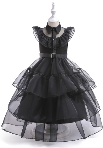 American drama Wednesday Adams family comedy cos costume Halloween black dress cosplay costume
