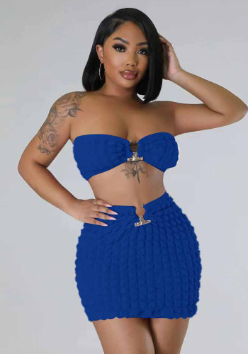 Women's Fashion Sexy Casual Strapless Two-Piece Skirt Set Women's Clothing