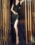 Sequined Evening Dress Long Formal Party Slim Mermaid Elegant Party Gown