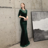 Women velvet elegant Formal Party evening dress