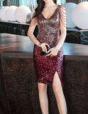 Women Sequined Formal Party Evening Dress