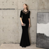 Women velvet elegant Formal Party evening dress