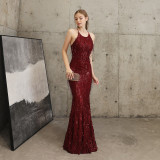 Women Formal Party Elegant Mermaid Evening Dress with Fringed Sequins