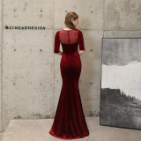 Women velvet elegant Formal Party evening dress