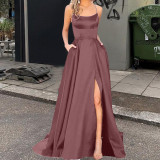 Solid Color Bridesmaid Dresses Long Maxi Dress Slim Fit Off Shoulder Bridesmaid Evening Dress