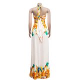 Women's Fashion Contrasting Color Sleeveless Wrap Maxi Dress