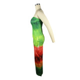Women's Digital Positioning Print Wrap Dresses Club Maxi Dress