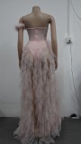 Women'S Fashion Solid Color Sleeveless Wrapped Chest Mesh Maxi Dress