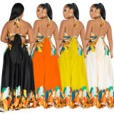 Women's Fashion Contrasting Color Sleeveless Wrap Maxi Dress