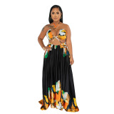 Women's Fashion Contrasting Color Sleeveless Wrap Maxi Dress